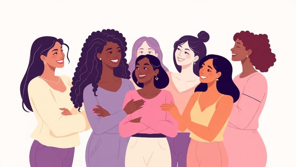 Diverse community of women supporting each other